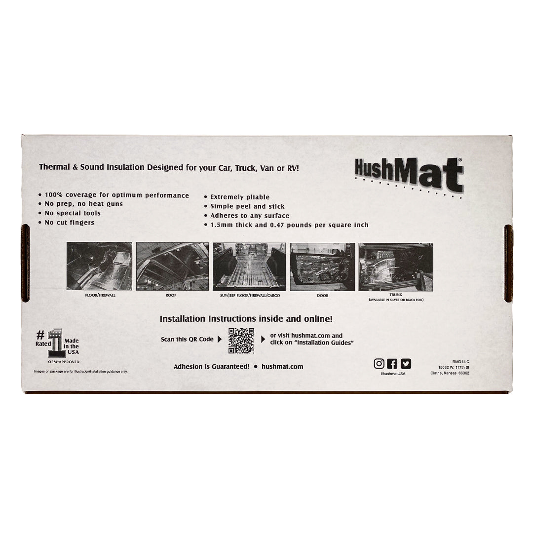 HushMat Floor & Dash Kit – Automotive Thermal Insulation & Sound Deadening for a Quieter, Cooler Ride (38.7 Sq Ft, Silver Foil)